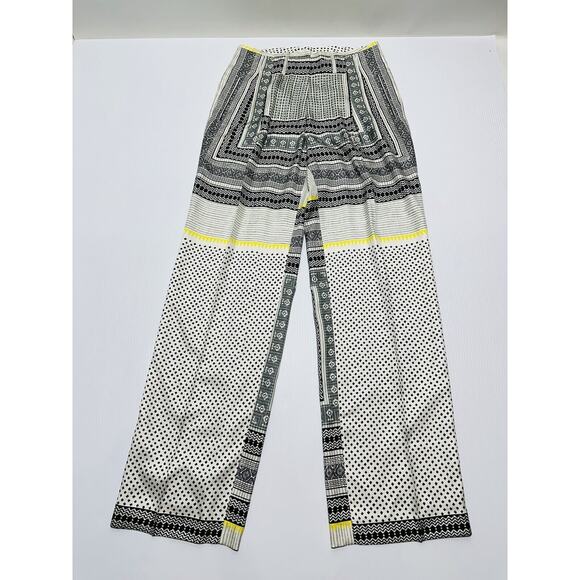 ETRO Women 44 US/8 Silk Wide Leg High Rise Aztec Ivory Gray Bandana NWT $1990 - Picture 2 of 12